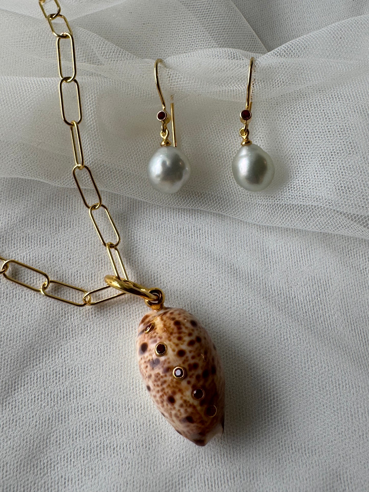 South Sea Baroque Pearl Earring - Rubies