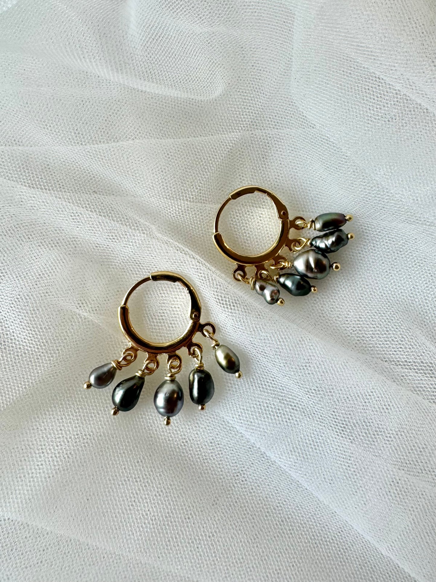 Wailele Hoops- Tahitian Pearl