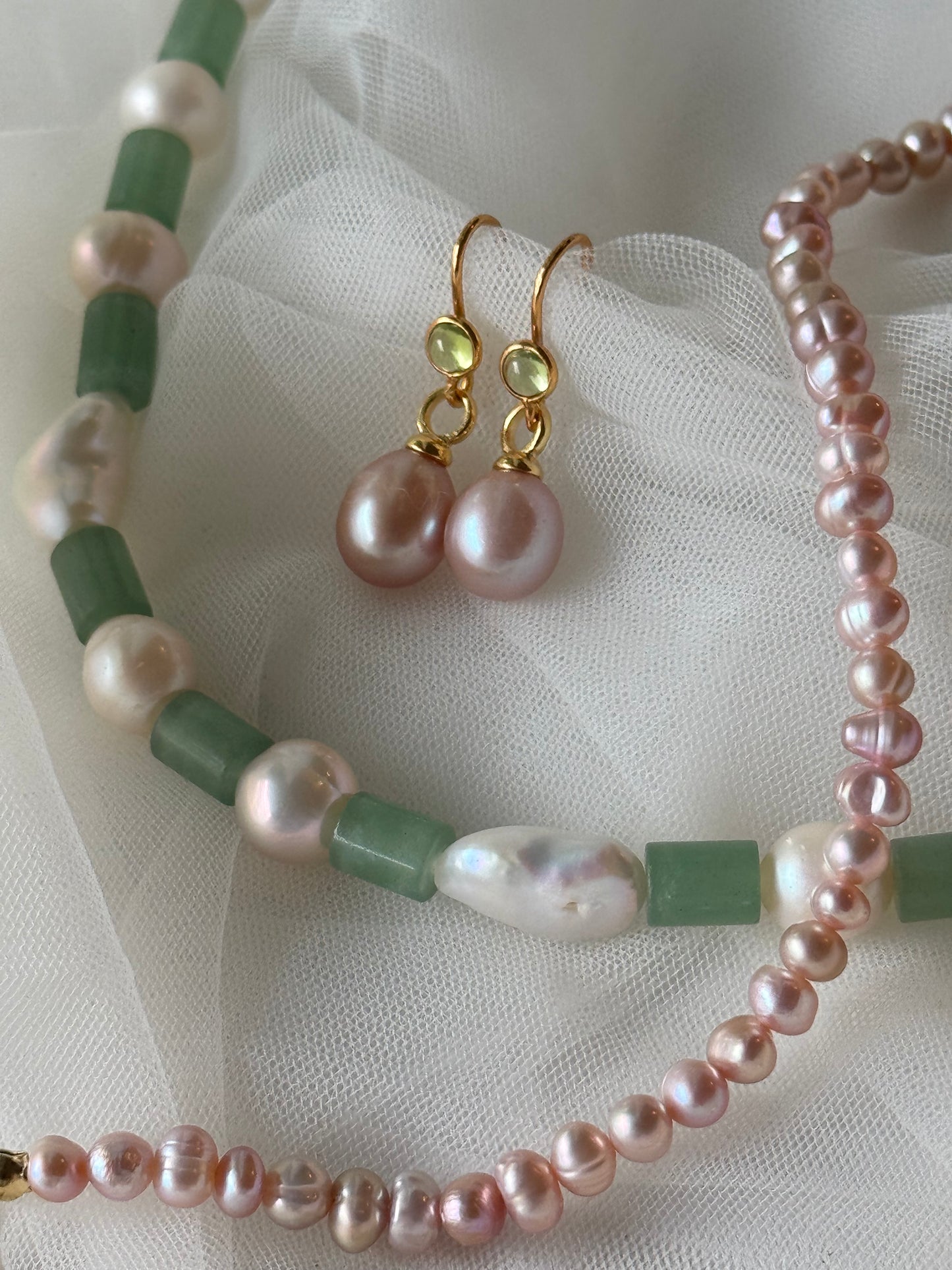 Gemstone Pearl Drop - Peridot