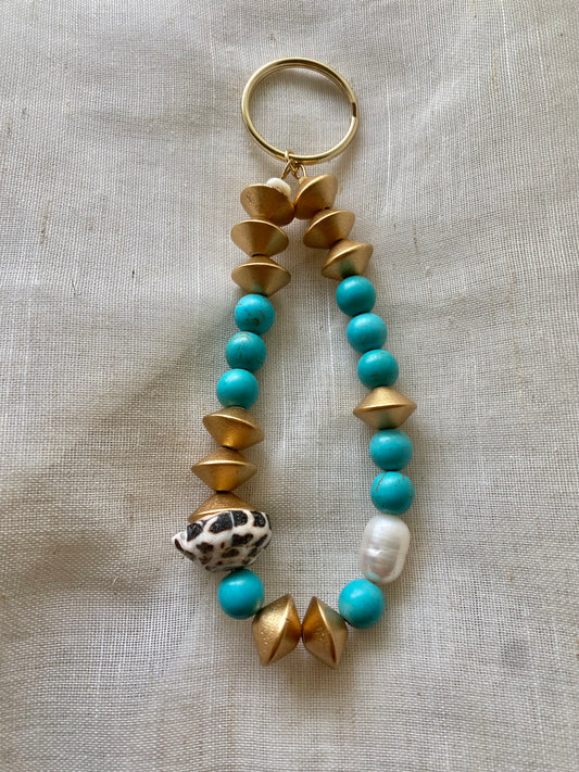 Gatherer Keychain - Wood & Turq Howlite