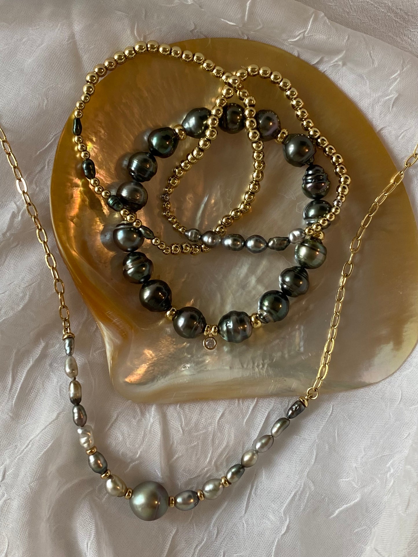 Slider Necklace- Tahitian Pearl *(custom order available)