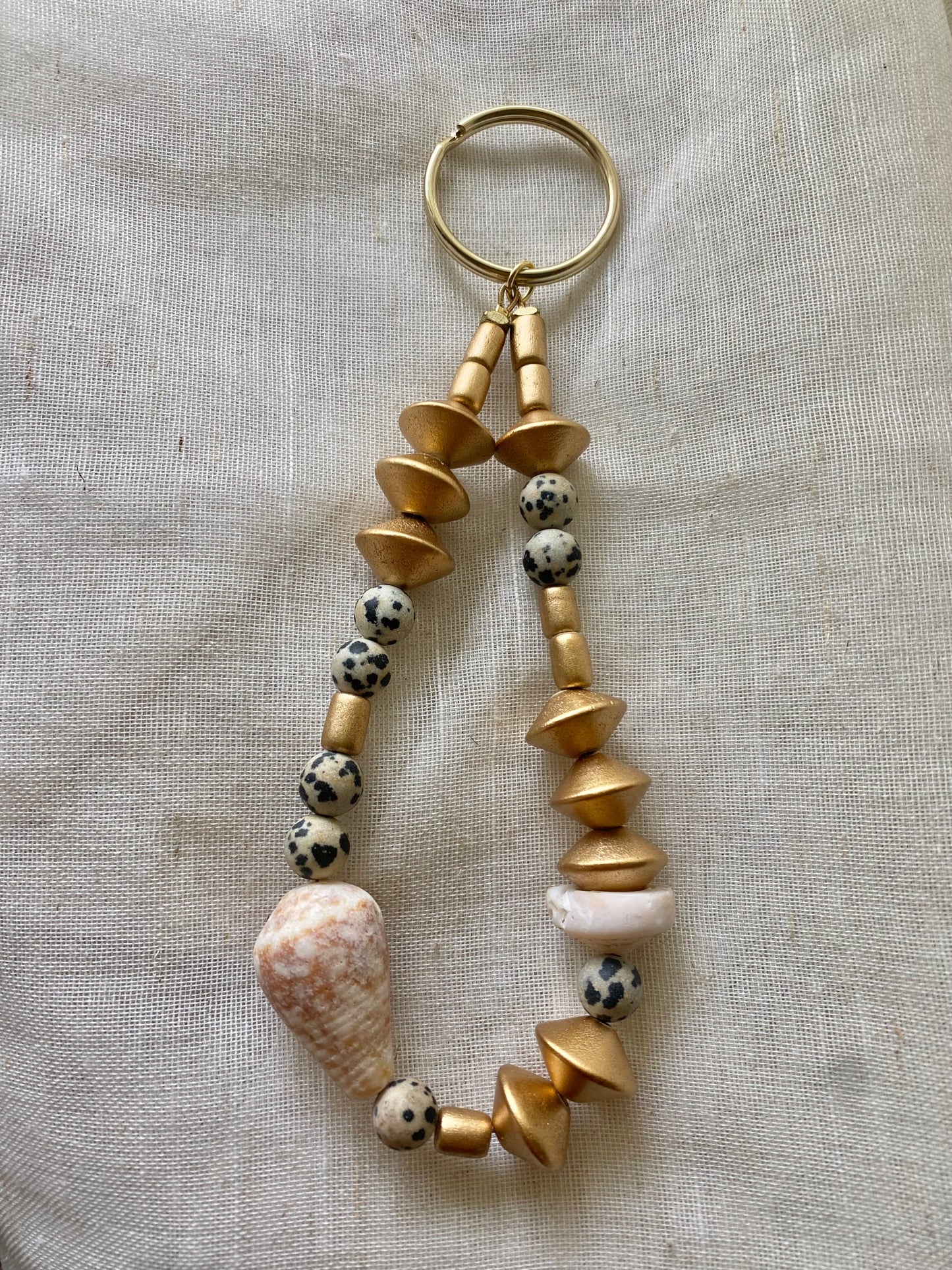 Gatherer Keychain - Wood & Spotted Jasper