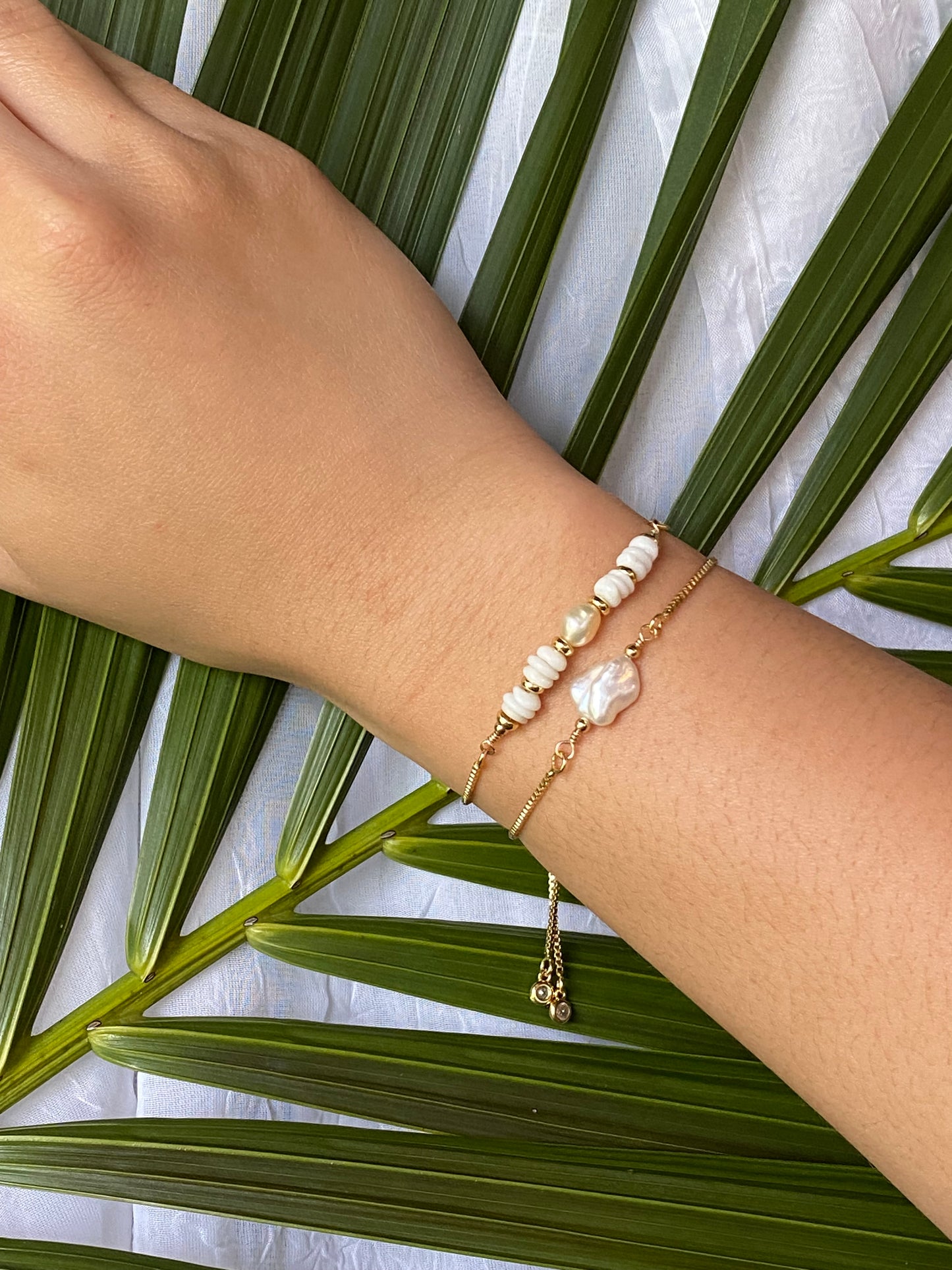 Slider Bracelet- Puka Bar with Pearl