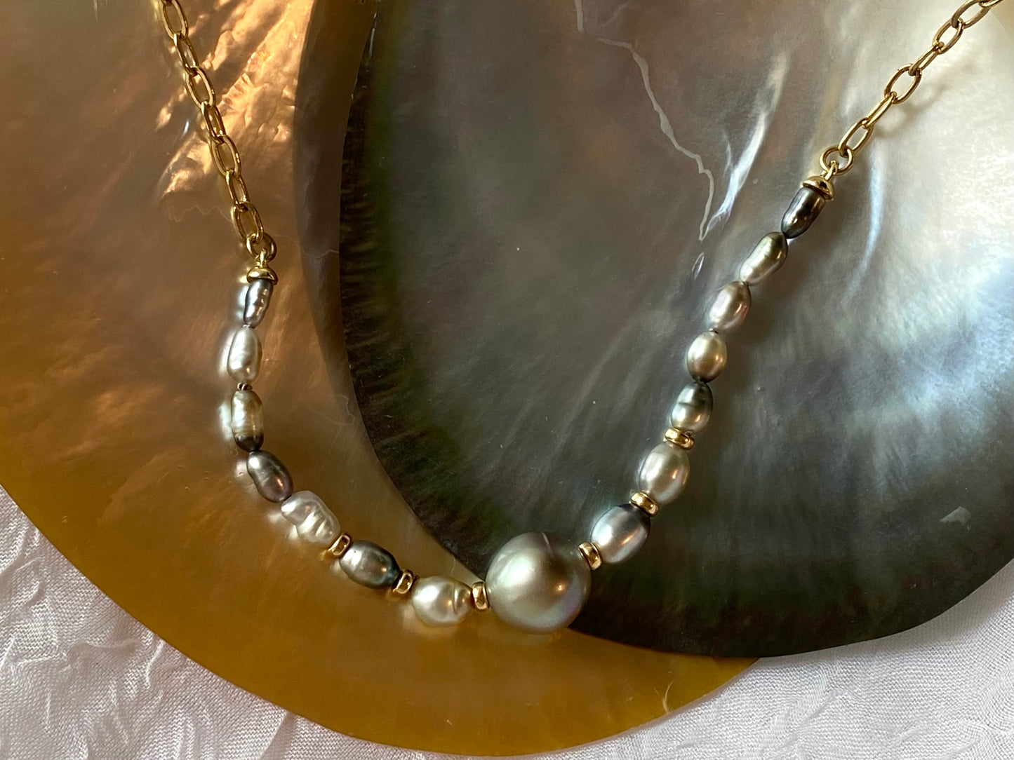 Slider Necklace- Tahitian Pearl *(custom order available)