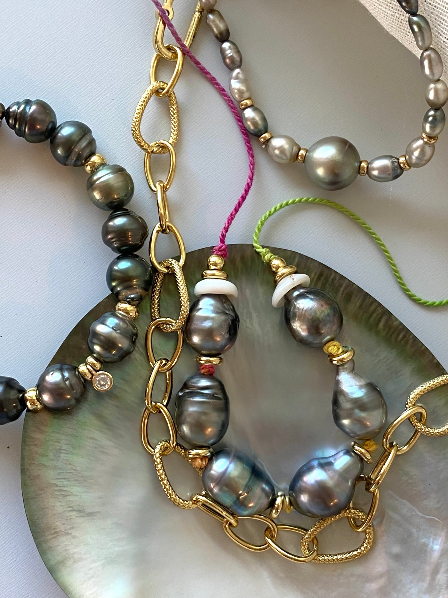 Silk Necklace - Tahitian Pearl *(custom order available)