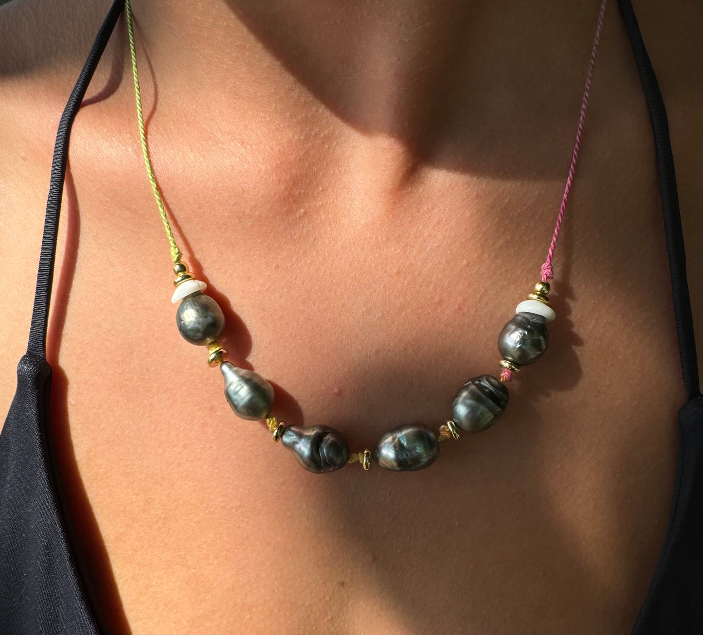 Silk Necklace - Tahitian Pearl *(custom order available)