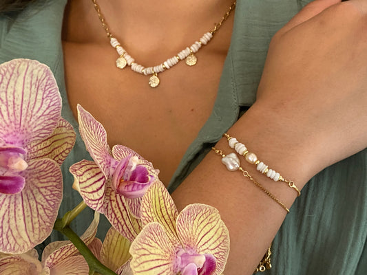 Slider Bracelet- Puka Bar with Pearl