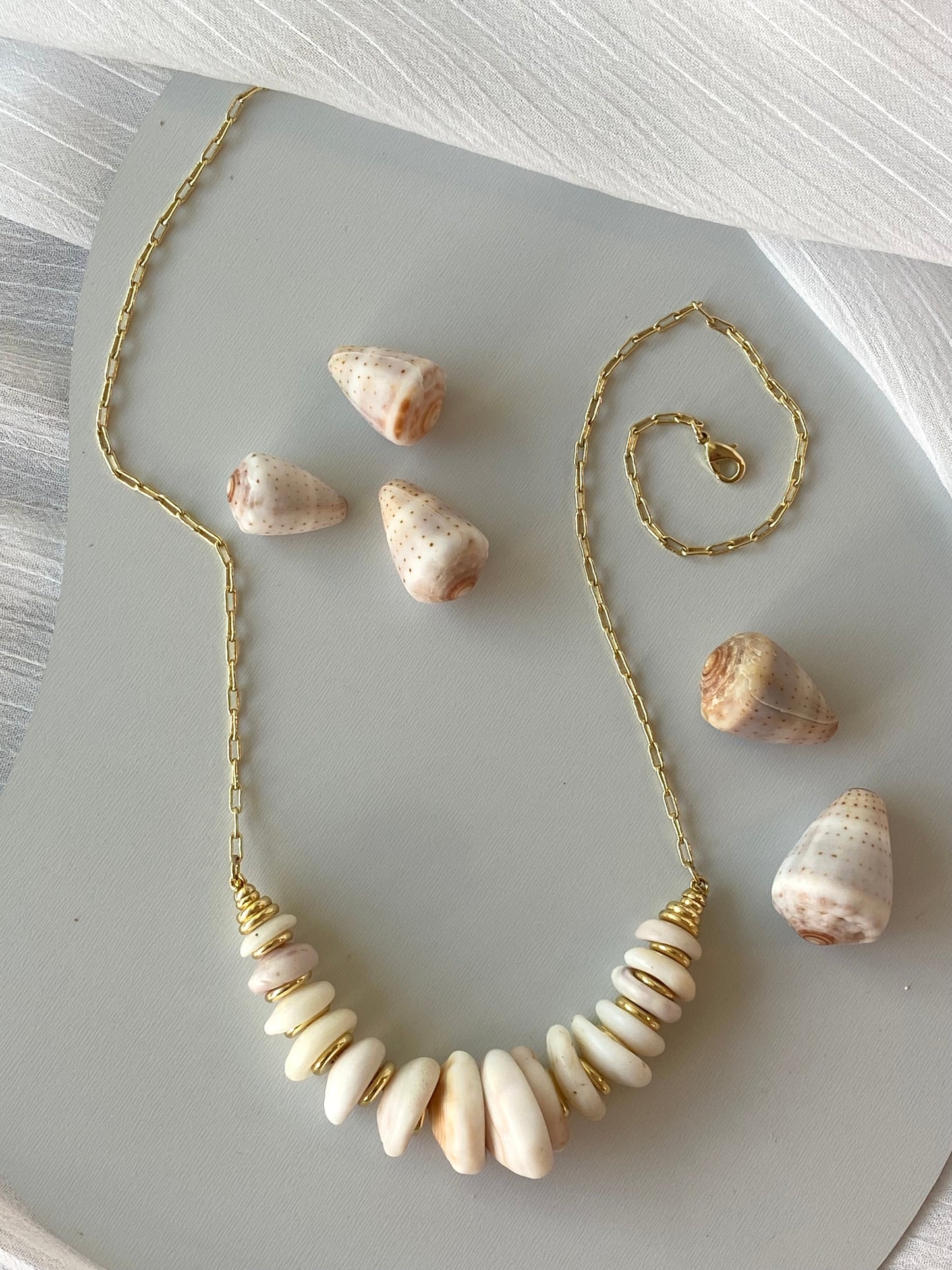 Graduated Puka Halo Necklace