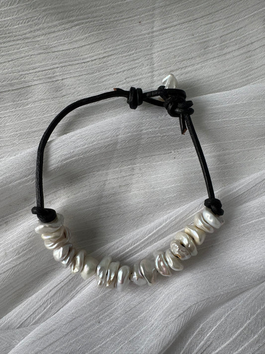 Leather Knot Anklet -  Mini Keshi