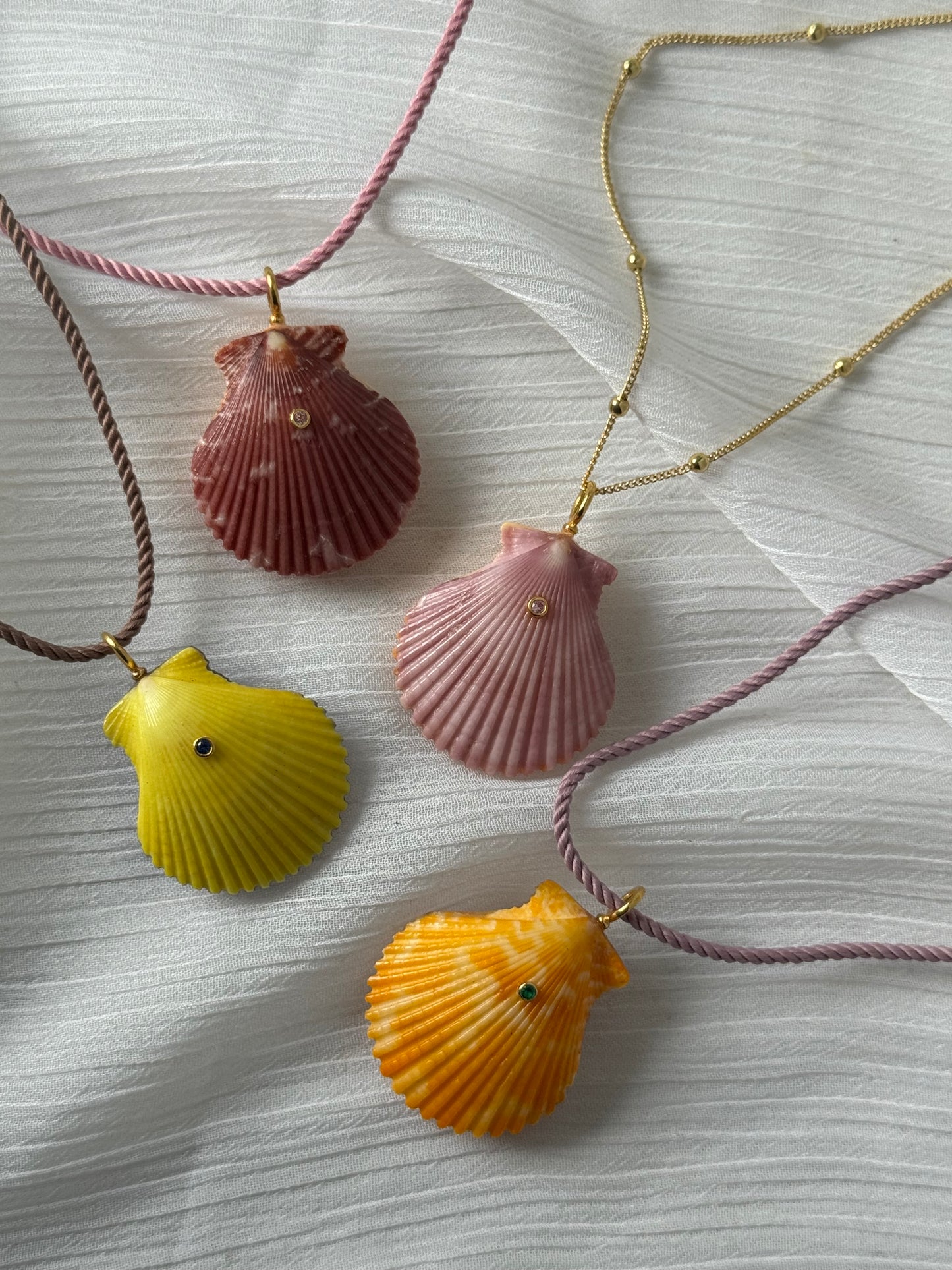 Carved Shell Necklace- Emerald