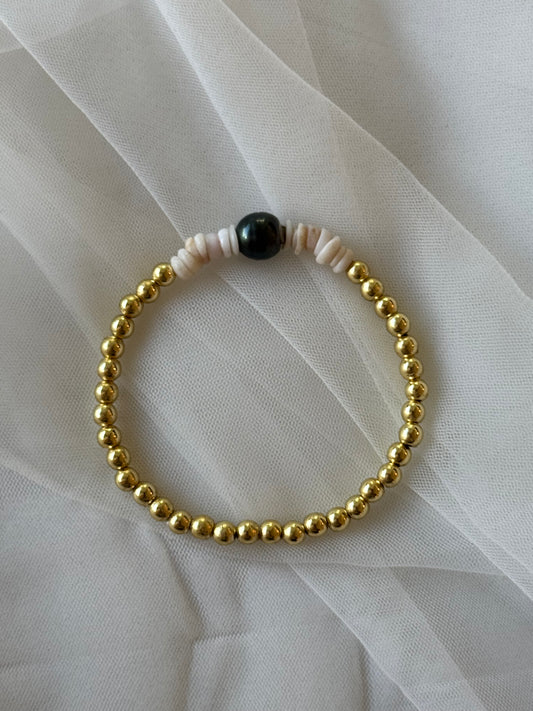 Bubble Bracelet- Tahitian Pearl Puka Halo