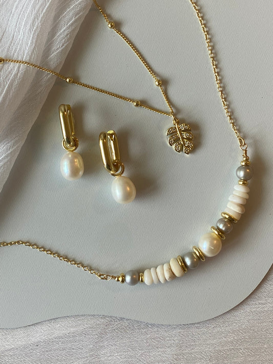 Mini Paperclip Hoop- Ivory Pearl