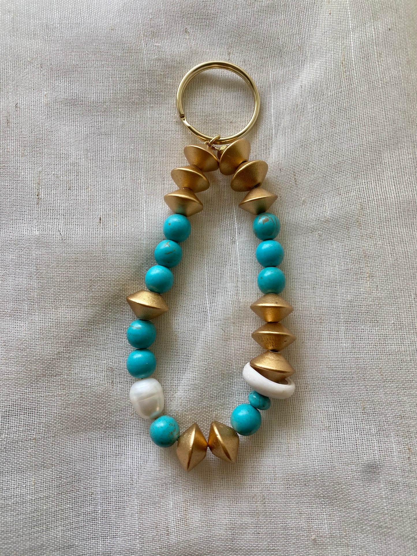 Gatherer Keychain - Wood & Turq Howlite