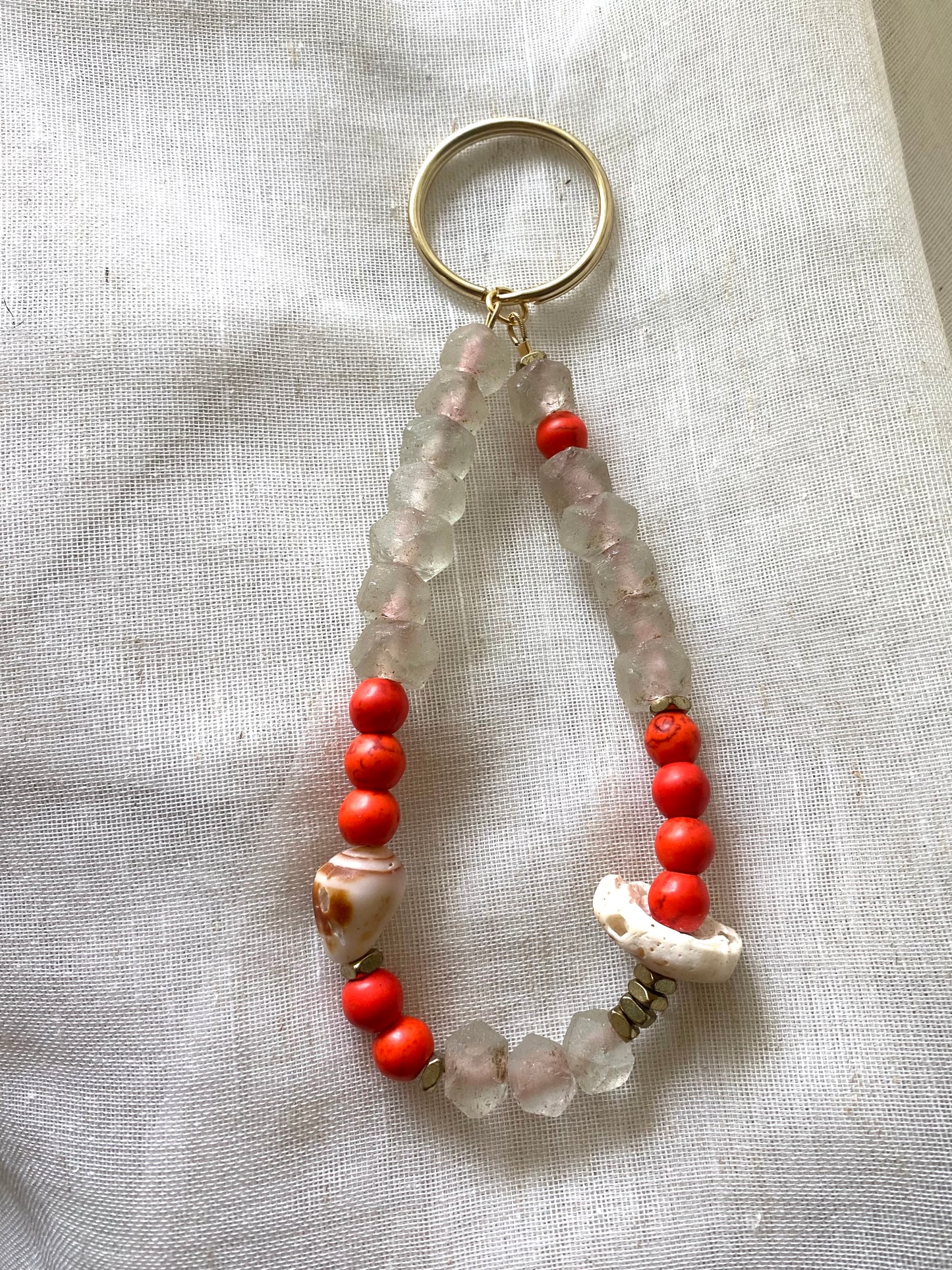 Gatherer Keychain - Recycled Glass & Neon Howlite