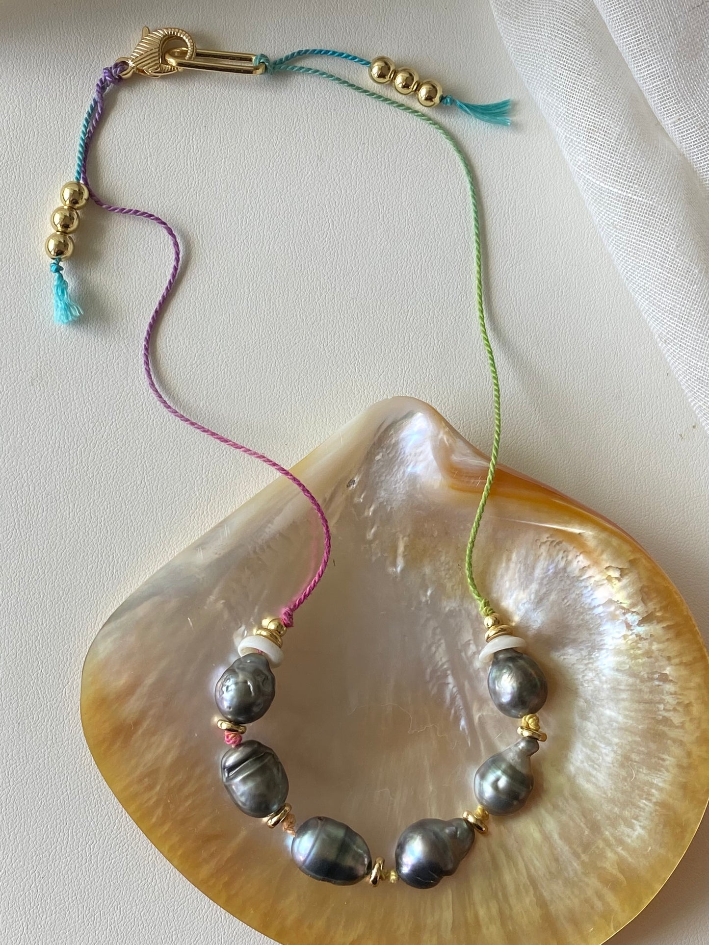 Silk Necklace - Tahitian Pearl *(custom order available)