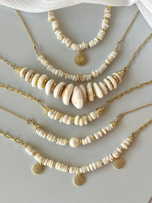 Puka Halo Necklace- Ivory Pearl