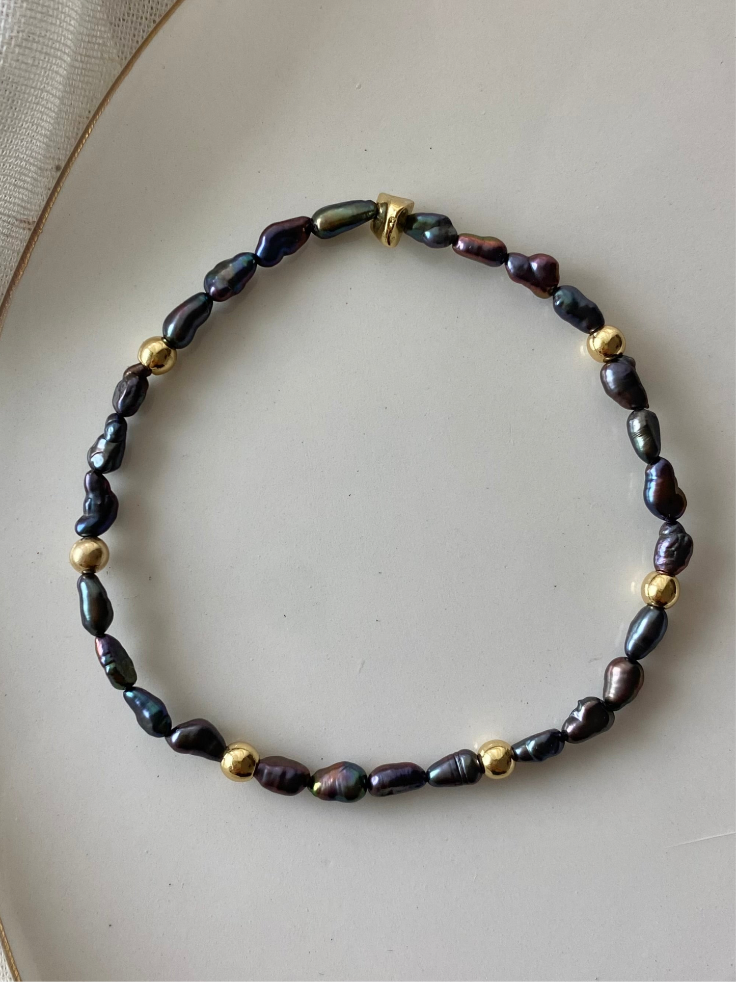 Eternity Bracelet - Black Keshi Pearl